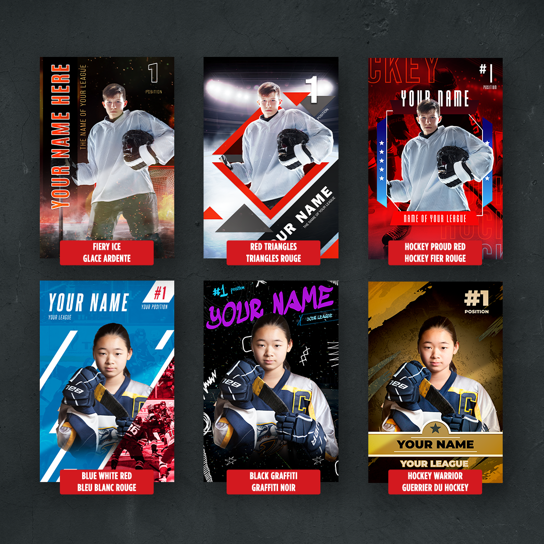 Custom hockey player card metal print 12x18 inches