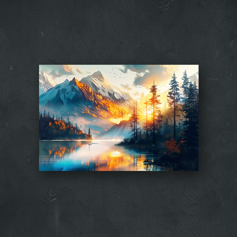 NOTRE COLLECTION - NATURE - Coucher de soleil sur les montagnes froides