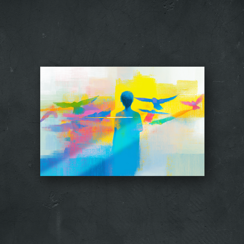 NOTRE COLLECTION - ABSTRAIT - Corbeaux colorés